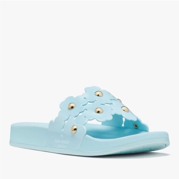 Kate Spade Daisy Floral Pool Slides Sandal Perfect light Blue SHOE 10 beach gift - Picture 3 of 11